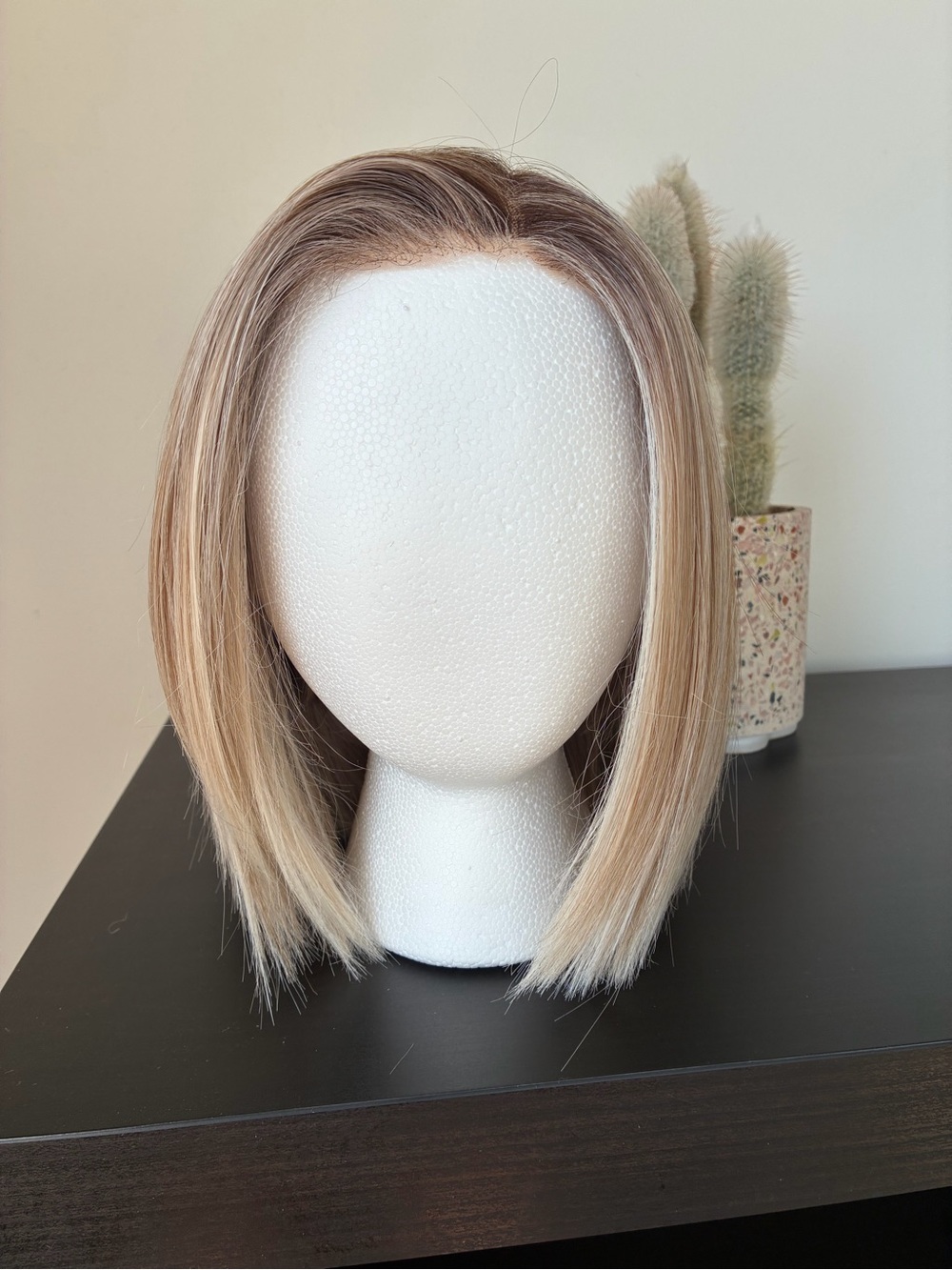 Belle Tress Santa Monica blunt bob wig in milkshake blonde